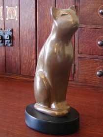 Art Deco Bronze Cat - Signed Dewitt