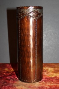 Roycroft Hammered Copper Cylinder Vase -  7 inch