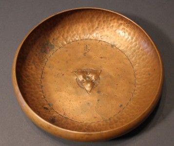 Roycroft Hand Hammered & Chased Copper Lowbowl