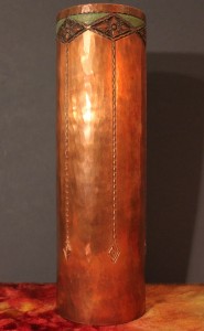 Roycroft Hammered 10 inch Copper Cylinder Vase