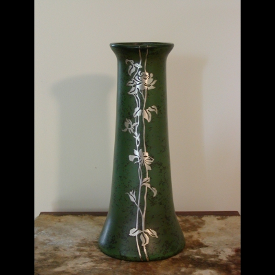 Heintz Art Metal Vase - Sterling Silver Climbing Rose & Floral Appliqué
