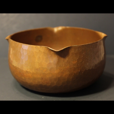 Roycroft Hammered Copper Bowl With Pinched Corners - Early Mark