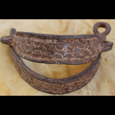 Pre Civil War Wrought Iron Slave Collar With Tooled Decoration