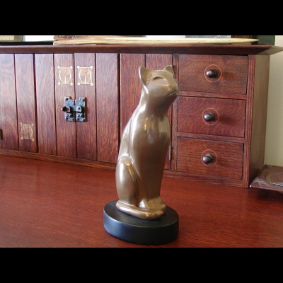 Art Deco Bronze Cat - Signed Dewitt